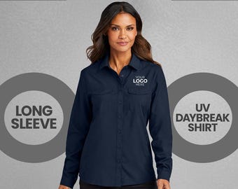 Camisa de pesca UV personalizada / Top de exterior personalizado para mujer / Camisa safari con logotipo personalizado / Port Authority LW960 / Camisa de trabajo absorbente de humedad