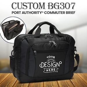 Custom Business Briefcase | Commuter Laptop Bag | Port Authority Briefcase for Men | Embroidered Logo Work Bag | 15" Laptop Case