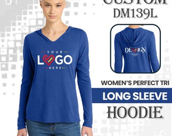 Custom Tri-Blend Hoodie | Women's Long Sleeve Hooded Tee | Lightweight Soft Pullover | Personalized Lightweight Hoodie| Thin Hooded Shirt