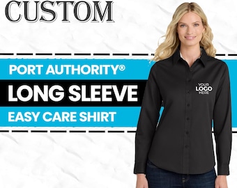 Camisa de vestir personalizada para mujer / Blusa de manga larga personalizada / Port Authority L608 / Camisa de trabajo con logotipo personalizado / Camisa resistente a las arrugas