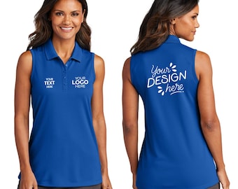 Custom Embroidered Women’s Sleeveless Polo | Port Authority UV Micro-Mesh Shirt | Personalized Logo Golf & Team Top LK110SV