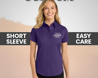 Camisa de trabajo personalizada para mujer / Camisa con botones personalizada / Port Authority L508 / Camisa de oficina con logotipo personalizado / Blusa de negocios de fácil cuidado