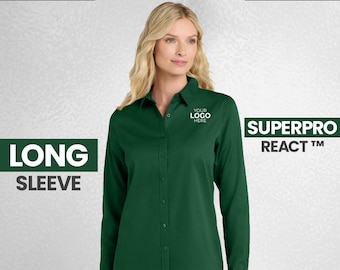 Custom Women's Dress Shirt | Personalized Button Down | Custom Logo Work Shirt | Port Authority LW808 | Stain Resistant Blouse