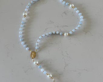 Le chapelet bleu fait main « Faith »