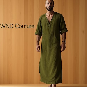 Moslim jurk heren kaftan katoen linnen zomer cool jilbab heren moslim gewaad gebedskleding voor mannen islamitische kleding Thobe Marokkaanse Afghanese Arabische kleding heren, rood, XL