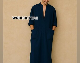 Kaftán personalizado para hombre, túnica larga para hombre, ropa de verano y festiva, regalo.
