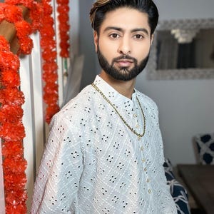 Indian Ethnic wear outfit Mirror work kurta pajama set for man Indian Wedding Wear dress  men&#39;s Traditional wear