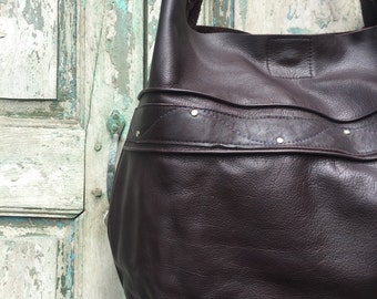 Handmade Dark Chocolate Brown Italian Leather Hobo