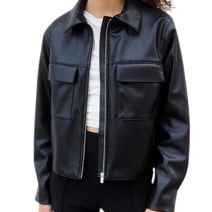 Veste en cuir souple pour femme - Style veuve noire - Mode dames