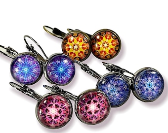 Pop of Color: Handmade Leverback Earrings with Mandala Art