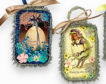 Vintage Easter Art Ornaments, Spring Decor and Gifts