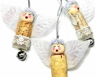 Wine Cork Fairy Ornament, Winter Angel Christmas Decorations, Wine Lover Gift