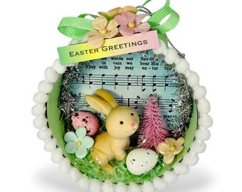 Upcycled Tuna Can Easter Bunny Ornament – Handmade Spring Decor