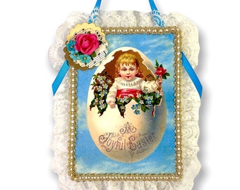 Vintage Style Easter Wall Ornament, Victorian Decoration, Easter Egg Print 4X6