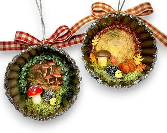 Cottagecore Hedgehog Ornament, Handmade Woodland Decor, Rustic Nature Christmas Decoration, Winter Animal Gift