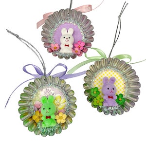 Handcrafted Easter Bunny Ornaments, Easter Tree Decorations, Spring Gifts Set of 3 #1