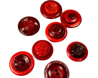 Upcycled Burgundy Red Magnet Set, Repurposed Vintage Buttons, Gift For Teacher