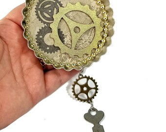 Steampunk Gears Ornament, Victorian Christmas, Upcycled Altered Art