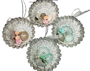 Lacy Seashell Ornament for Ocean Themed or Victorian Christmas Tree