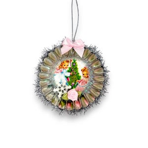 pink christmas angels ornament