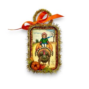 Handmade vintage Thanksgiving turkey ornament