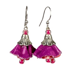 Handmade fabric bell flower earrings