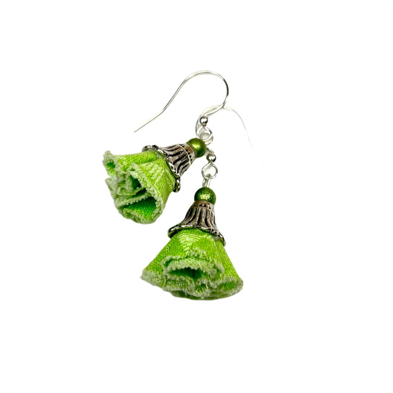 Handmade fabric bell flower earrings