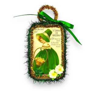 vintage girl St Patrick's ornament