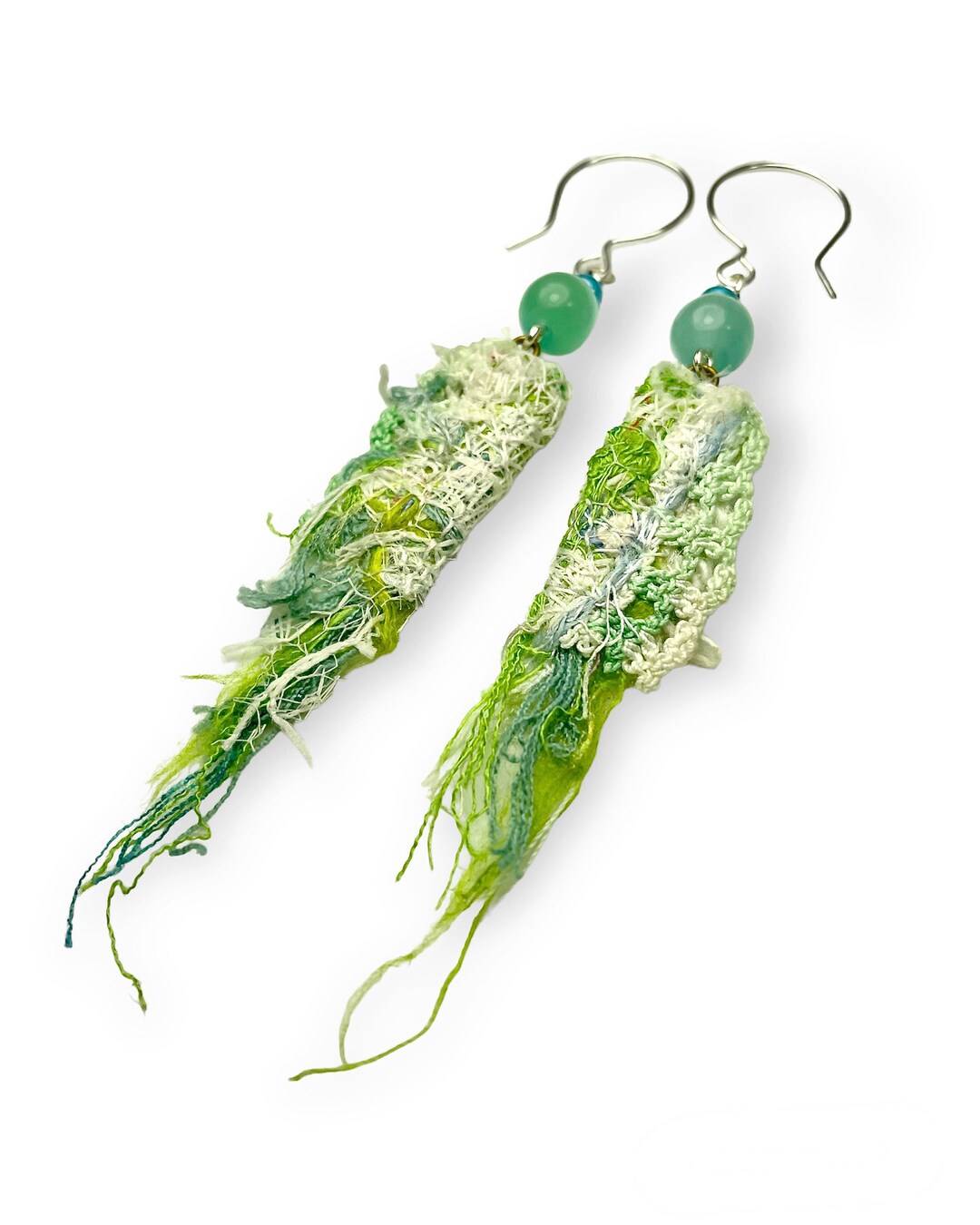 Fabric Scrap Earrings, Wearable Fiber Art Jewelry, Artsy Gift for Woman