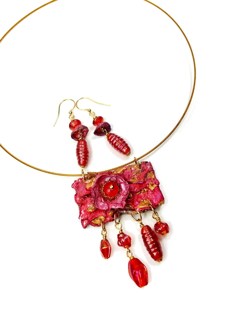 artistic statement necklace earring set