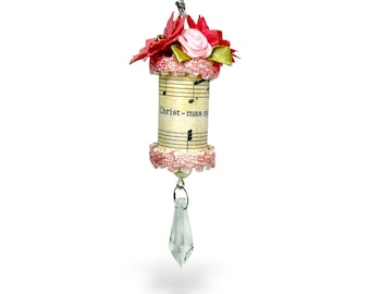 Upcycled Sheet Music Spool Christmas Ornament: Vintage Music Theme