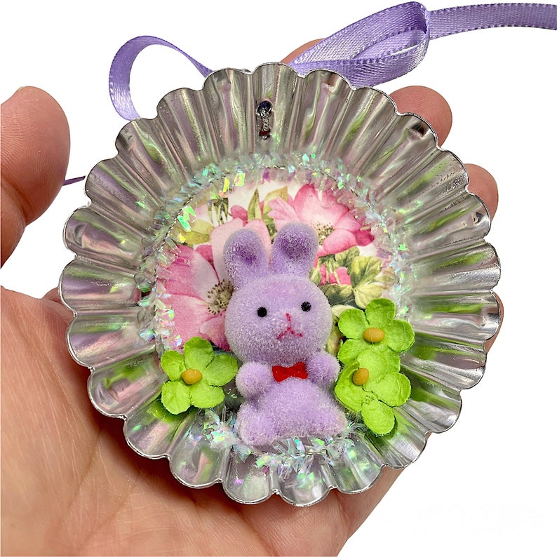 Handcrafted Easter Bunny Ornaments, Easter Tree Decorations, Spring Gifts Purple bunny