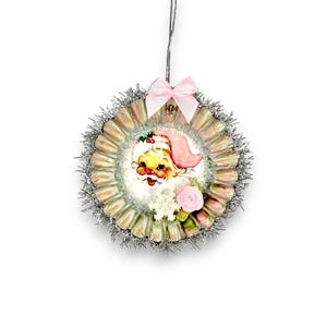 kitsch retro pink Santa ornament