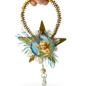 Vintage Inspired Angel Star Ornament for Cottage Chic Christmas Tree