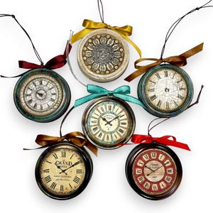 Adornos de reloj rústicos hechos a mano, decoración de Año Nuevo