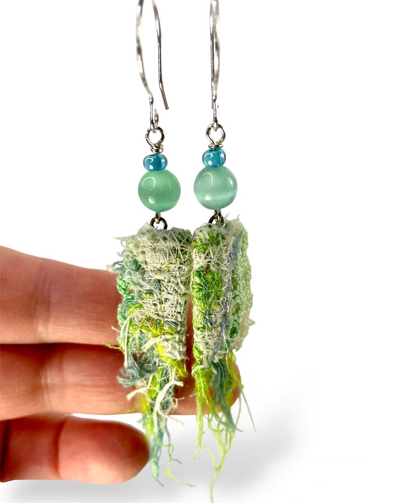 Fabric Scrap Earrings Wearable Fiber Art Jewelry Artsy Gift Etsy