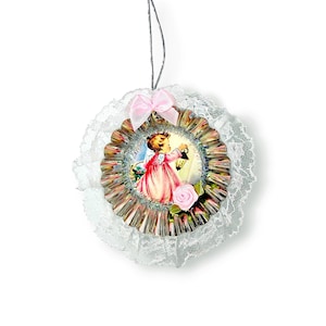 vintage pink christmas angel ornament