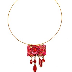 fiber art statement necklace earring set