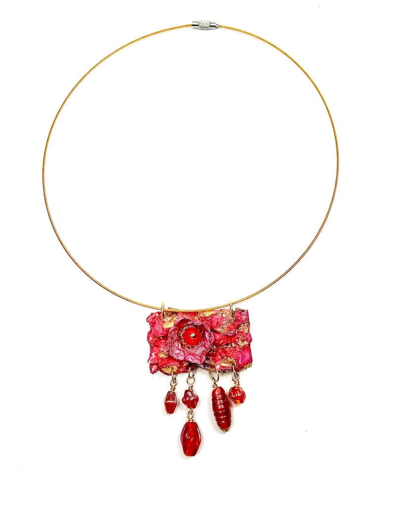 fiber art statement necklace earring set