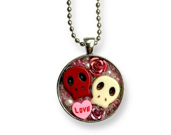 Heart Skull Necklace Pendants For Valentines Day
