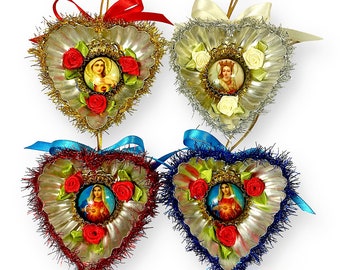 Sacred Heart of Mary Ornaments, Religious Icon, Gift of Faith