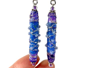 Eco-Friendly Long Bead Earrings,  Handmade Wearable Art Jewelry