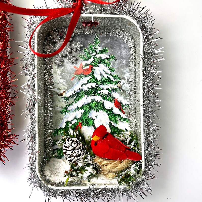 Woodland Christmas Ornament Shadowbox with Reindeer & Mushrooms image 4