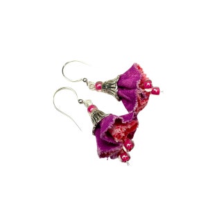 Handmade fabric bell flower earrings