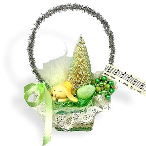 green Easter basket ornament