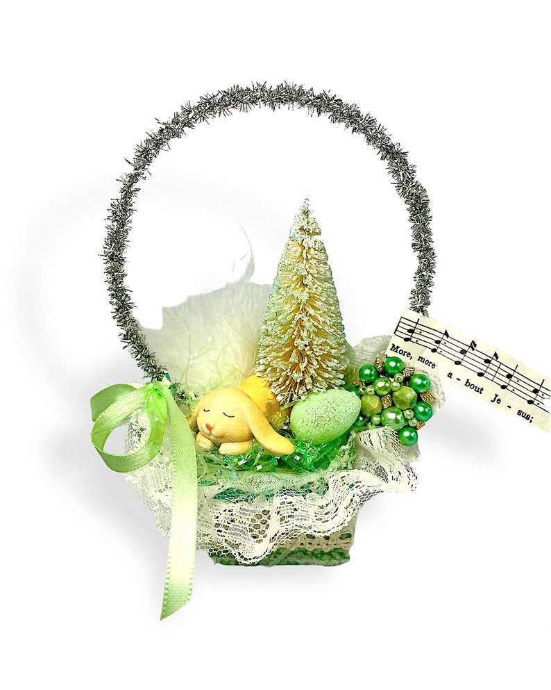 green Easter basket ornament