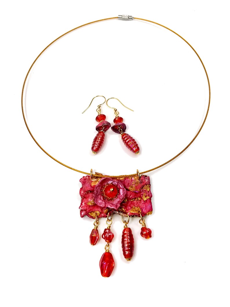 artsy statement necklace earring set