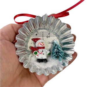 Christmas Diorama Ornaments, Holiday Decor, Hanging Decorations: Santa, Reindeer, Snowman, Mushrooms image 9