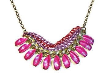 Bold Multi-Strand Statement Necklace, Colorful Upcycled Jewelry for Special Events or Everyday Drama