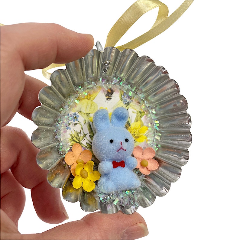 Handcrafted Easter Bunny Ornaments, Easter Tree Decorations, Spring Gifts Blue bunny